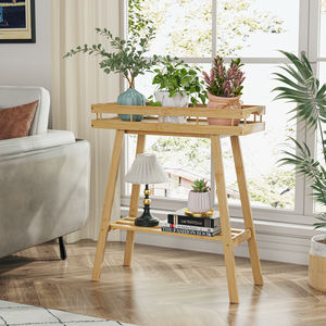 Bamboohomie support de plante en bambou intérieur 2 niveaux plante <span class=keywords><strong>Table</strong></span> pour fenêtre intérieure grande plante banc étagère porte-Pot de fleur - Product Image 6