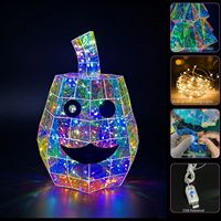 Regalo di Halloween, Jack-o'-lantern Iridescente, Decorazione LED a Forma di Zucca, Olografica Prismatica, Alimentata USB, 50 LED, 8 Modalità Dinamiche