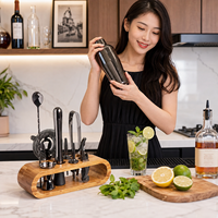 Kit de Barman Professionnel en Acier Inoxydable – Outils de Bar Écologiques et Modernes avec Sac de Transport – Idéal pour les Cadeaux de Voyage