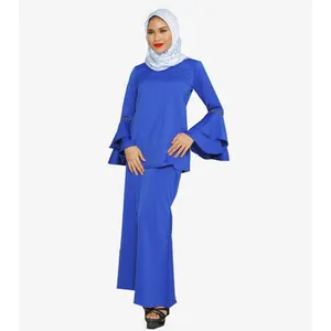 Neues islamisches Kleidungs design Modell Baju Kurung Modern Kebaya Sulam Satin Baju Kurung