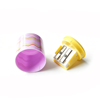 Nouveau design Taille-crayon manuel en plastique Kawaii Cancelleria Mignon Double trou Cylindre Logo personnalisé