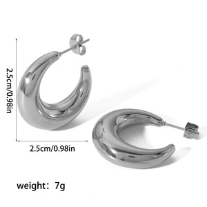 Crescent C-Shaped Hoop Earrings 18K Gold Stainless Steel Geometric <b>Moon</b> Design For Women Party Fashion Jewelry - Product Image 5