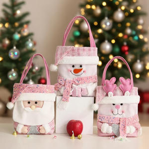 Navidad Santa muñeco <span class=keywords><strong>de</strong></span> nieve bolsa <span class=keywords><strong>de</strong></span> tela festiva Rosa felpa regalo bolsa para almacenamiento <span class=keywords><strong>de</strong></span> dulces Apple <span class=keywords><strong>intercambio</strong></span> fiesta favores decoraciones - Product Image 1