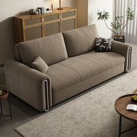 Canapé-lit pliable 2-en-1 en tissu avec rangement, design moderne et minimaliste, structure en métal