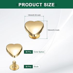 Uxcell Pcs Metal Stud Rivets Mm Heart Shape Decoration Stud Rivet Screw Back Studs For Leather Bags Belt Clothes Shoes <b>Purse</b> Sup - Product Image 2