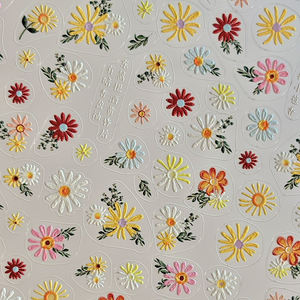 Pegatinas de <span class=keywords><strong>Uñas</strong></span> con Bordado de Flores de Margarita 5D, Calcomanías de <span class=keywords><strong>Uñas</strong></span> con Hojas Florales de Margarita, Decoración Autoadhesiva para Manicura - Product Image 4