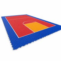 Dalles de sol sportives emboîtables en PP, revêtement de sol modulaire suspendu pour extérieur, pour badminton, basketball et multisports