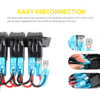 Panneau de commutation à bascule étanche 12V 24V 8 interrupteurs avec chargeur USB double 4.2A et rétroéclairage LED bleu pour marine, camping-car, camion