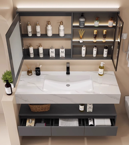 Meuble sous-vasque de salle de bain design moderne de style européen avec miroir <span class=keywords><strong>LED</strong></span> résistant à l'eau pour hôtels et ménages - Product Image 2