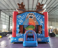 Château gonflable sur le thème de Noël, trampoline gonflable, château gonflable pour enfants, maison de rebond pour fête de Noël avec rennes