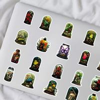 56 pegatinas de PVC impermeables con diseño de animales y plantas en botellas de vidrio para decoración DIY de fundas de teléfono, cuadernos y vasos.