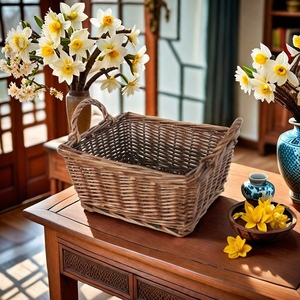 Wholesale New Chinese Style Handmade Natural Wicker Basket Willow <strong>Small</strong> Storage Basket <strong>Hamper</strong> with Handle - Product Image 6