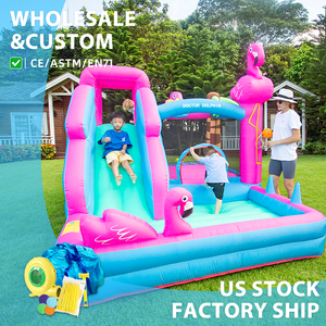 <span class=keywords><strong>Castillo</strong></span> Inflable <span class=keywords><strong>Doctor</strong></span> Dolphin en Stock, Diseño Flamencos Morados, Brincolín con Tobogán para Fiestas - Product Image 1