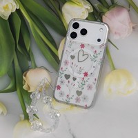 Coque de téléphone portable pour 6/7/X/XR/11/12/13/14/15/16/17 Pro Max - Style paysage naturel TPU+PC avec sangle et cordon