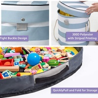 Organisateur de rangement pliable pour jouets en tissu Oxford style campagnard 2026 avec tapis de jeu détachable et seau de rangement