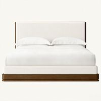 Lit double extra large en bois massif de style américain minimaliste RH avec armoire intégrée, mobilier de chambre personnalisable pour hôtel et villa