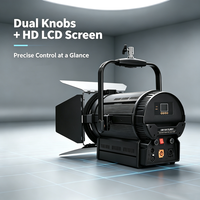 Projecteur Fresnel professionnel 200W pour scène/studio, CCT complet 2700-6500K, IRC 96+, zoom motorisé et DMX512, en alliage d'aluminium, 100-240V