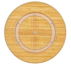 Plateau de rangement rotatif en bambou naturel avec 3 fentes réglables, idéal pour les condiments et la présentation sur table de jardin intérieur - Vente en gros - Product Image 6