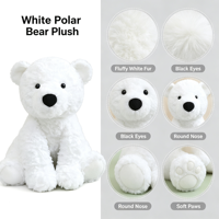 Boneka Beruang Kutub Plushie Custom, Boneka Beruang Putih Lembut Berbulu Keriting untuk Hadiah dan Dekorasi Rumah