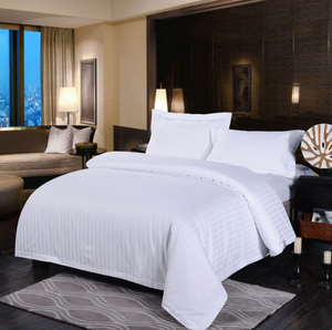 Ensemble de drap-housse de lit moderne 100% coton blanc 300TC hôtel lin solide 1cm/3cm literie tissée respirant toutes saisons - Product Image 1