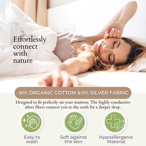 10% in pura fibra d'argento 90% cotone organico messa a terra lenzuolo di medie dimensioni letto matrimoniale morbido messa a terra a terra lenzuolo grigio - Product Image 3