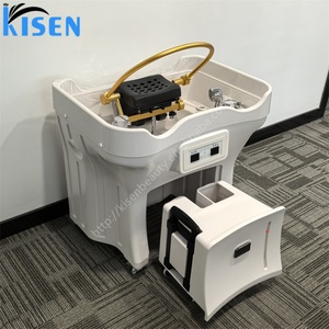 KISEN Dernier modèle mobile standard de bac à shampoing portable avec système de circulation d'eau et vapeur, mobilier de salon, cuve à shampoing avec réservoir à tige télescopique - Product Image 4