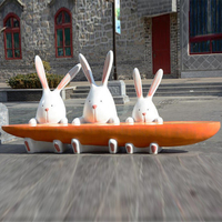 Banc en fibre de verre Y930 Lapin Carotte, Sculpture d'art décorative extérieure commerciale pour jardin, Chaises animales, Chaise d'attente scolaire