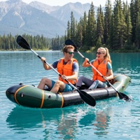 Bateau gonflable pliable léger en TPU pour 2 personnes, idéal pour la randonnée, le camping et les traversées sur le terrain, avec garantie de 3 ans