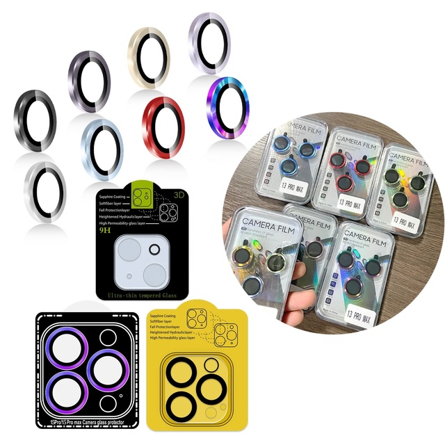 For iPhone 11 12 13 14 Pro Max Camera Lens Protective Film HD Clear Eagle Eye Aluminum Metal Circle Ring Camera Lens Protector