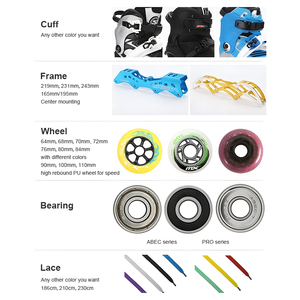 Giày trượt patin tốc độ cao cấp dành cho người lớn, bánh xe PU 4 bánh, kiểu tự do, mạnh mẽ - Product Image 6