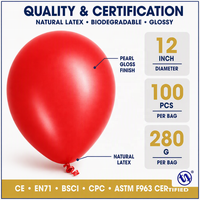 Ballons en latex rouge, utilisés pour les anniversaires, les baby showers, les décorations de mariage, 100 ballons rouges de 12 pouces.