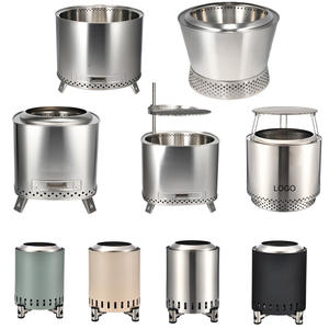 Réchaud de camping portable en acier inoxydable pour chauffage extérieur au bois, avec conception sans fumée et pieds pliables - Product Image 1