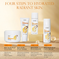 Ensemble de soins de la peau du visage à l'extrait de riz 4 en 1, hydratant, éclaircissant, kit de soin du visage, nettoyant, tonique, sérum, crème
