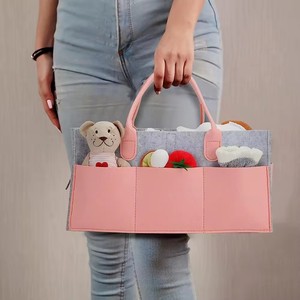 Nursery Non-Woven Fabric Eco-Friendly Baby Diaper Caddy Organizer Removable Partition Storage Bag Household Bag - Product Image 5