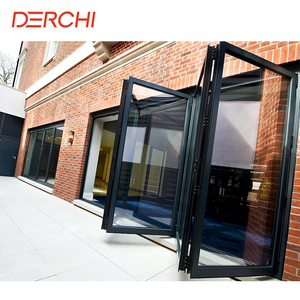 डर्ची फैक्ट्री डबल ग्लास पैटियो बालकनी आउटडोर तूफान प्रभाव एल्यूमीनियम द्वि तह दरवाजा रिट्रेटेबल कीट नेट के साथ - Product Image 1