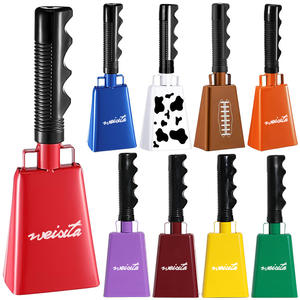 9 Inch Hand Cranked Cowbell Loud Sound Square Cowbell With Long Handle For Sports Events Cheering - Product Image 1