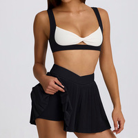 Ensembles de yoga sportifs pour femmes avec logo personnalisé, respirants, à séchage rapide, jupes plissées, soutiens-gorge sans manches, 2 pièces, ensembles de yoga pour la course à pied et la remise en forme
