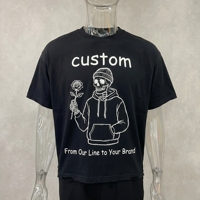 T-shirt personnalisé 100 % coton imprimé sérigraphié, coupe ample et épaisse, effet délavé soleil, lavage enzymatique pour homme