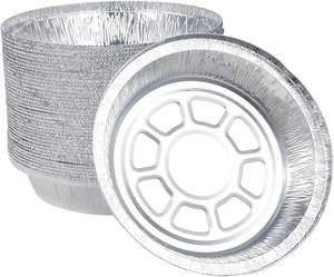 Teglie di alluminio rotonde con coperchi di <span class=keywords><strong>carta</strong></span> 60 confezioni di latta di alluminio usa e getta per la cottura di cottura - Product Image 1