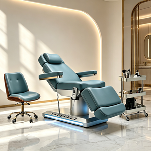 Lit de beauté électrique à 3 moteurs, fauteuil de beauté réglable, base argentée, lit de massage pour soins spa - Product Image 5