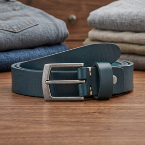 Ceinture en cuir de vache véritable de longueur personnalisée BS INTERNATIONAL, style vintage, boucle rectangulaire en acier inoxydable, durable, imperméable - Product Image 1