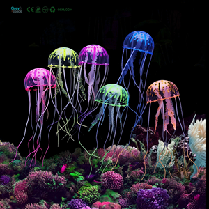 Ornements d'aquarium en forme de <span class=keywords><strong>méduse</strong></span> lumineuse, paysage flottant artificiel, accessoires pour aquarium, plastique durable - Product Image 1