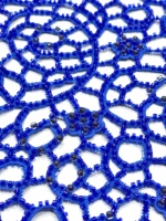 Tissu en dentelle brodé ajouré à motifs floraux, orné de perles faites à la main, pour robes de soirée formelles ajustées