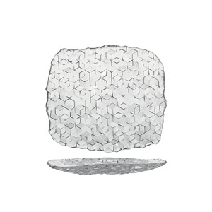 Plateau de service en verre Cubik 19,5 × 17,5 cm rectangulaire transparent - Product Image 1