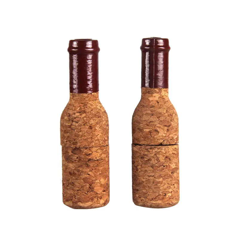 USB 2.0/3.0 Holzkorken Rotwein-Flasche Schlüssel-Disc Holzflasche Stecker 32 g 128 g Stiftlaufwerk mit Schlüsselanhänger individuelles Logo