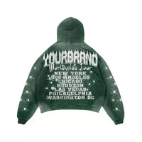Conjunto de Sudadera con Capucha y Pantalones Deportivos Vintage Lavados, con Estampado, Dos Piezas, Ropa Deportiva Urbana para Hombre
