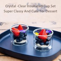 Tasse à expresso moderne en verre à double paroi résistant à la chaleur, logo personnalisé OEM, emballage artisanal, soufflée à la bouche, écologique, grande capacité