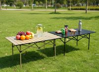 Table de camping pliante portable avec sac de transport, structure en acier, design rectangulaire pour intérieur, extérieur, camping, jardin, fête, terrasse