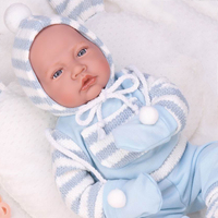 Muñeca de Bebé Recién Nacido Realista de 16 Pulgadas con 12 Sonidos, Muñeca de Vinilo Suave con Chupón y Almohada, Juguete de Simulación para Niños, Regalo de Cumpleaños