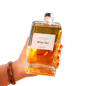 La botella de vino de cristal cuadrada de fondo grueso de 500ml más vendida con tapón adecuado para Ginebra, vino de frutas, whisky, <span class=keywords><strong>vodka</strong></span> y brandy. - Product Image 2